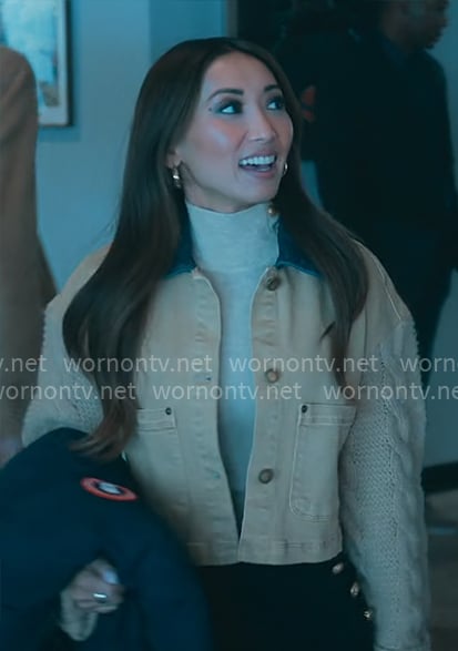 Ali’s jacket with knit sleeves on Running Point