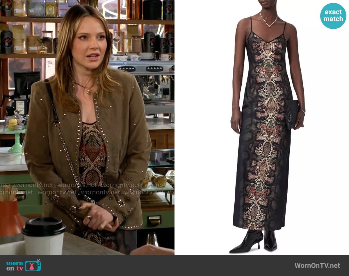 Tessa’s snake print dress on The Young and the Restless
