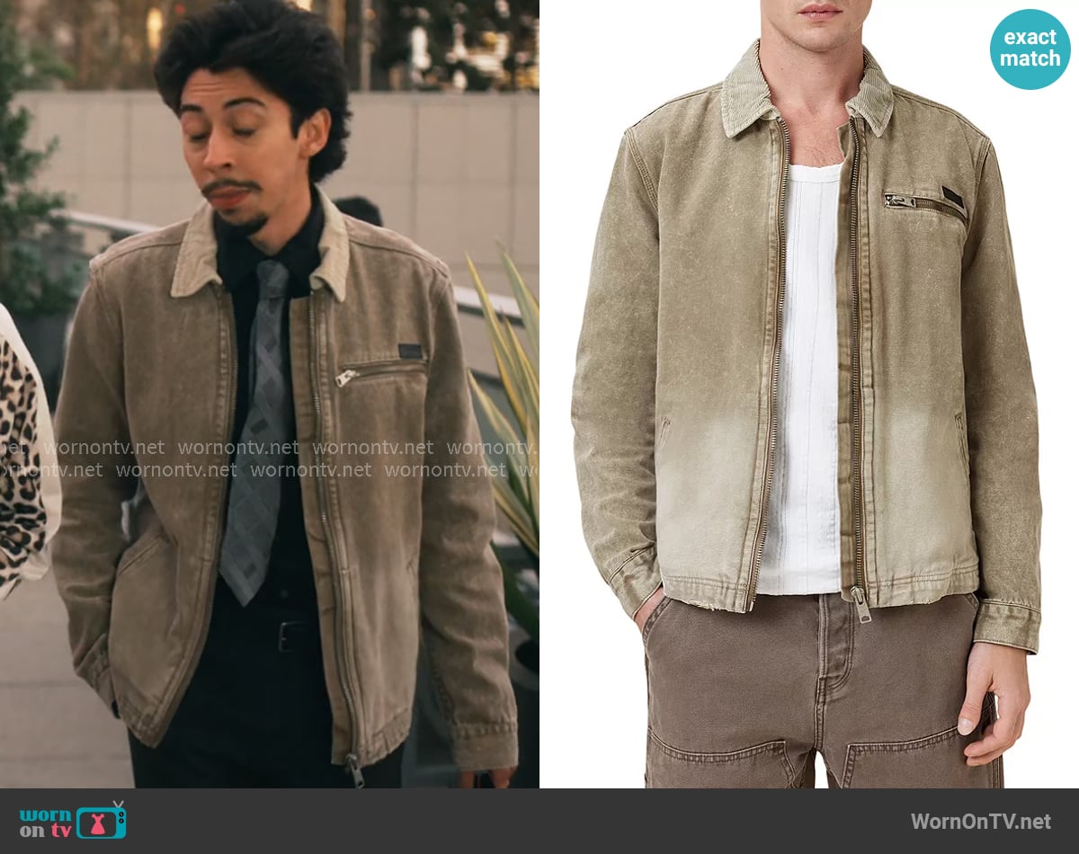 All Saints Rothwell Washed Cotton Zip Overshirt worn by Jackie Moreno (Fabrizio Guido) on Running Point