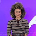 Ally’s brown striped henley top on Today