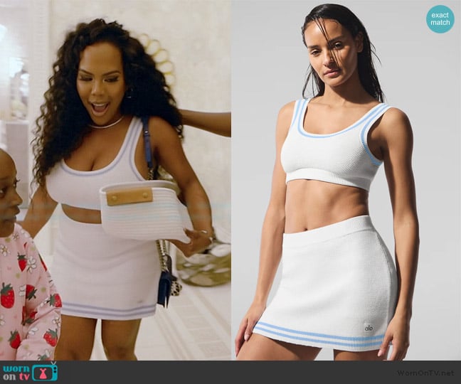 Kelli’s white knit sports mini skirt on RHOA