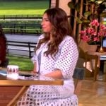 Alyssa’s blue crochet knit top and skirt on The View