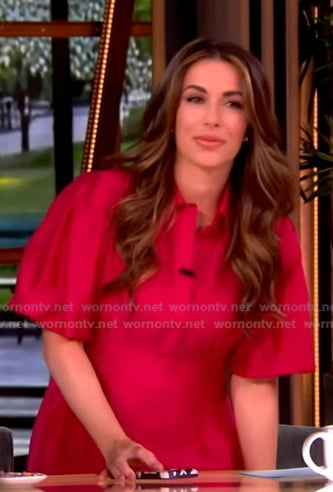 Alyssa’s pink puff sleeve shirtdress on The View
