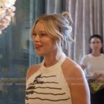 Amanda’s white striped boucle top and mini skirt on The Real Housewives of Beverly Hills