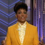 Amber Ruffin’s yellow textured blazer on The Kelly Clarkson Show