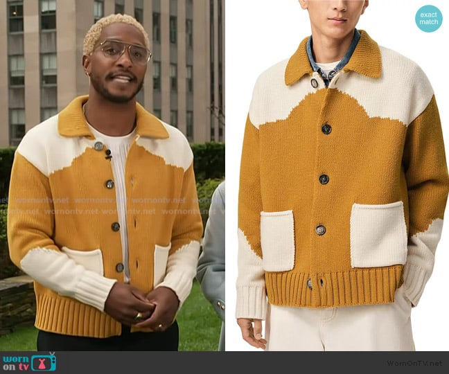 Ami De Coeur Cardigan Sweater worn by Scott Evans on Access Hollywood