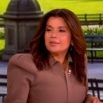 Ana’s brown collared jacket and skirt on The View