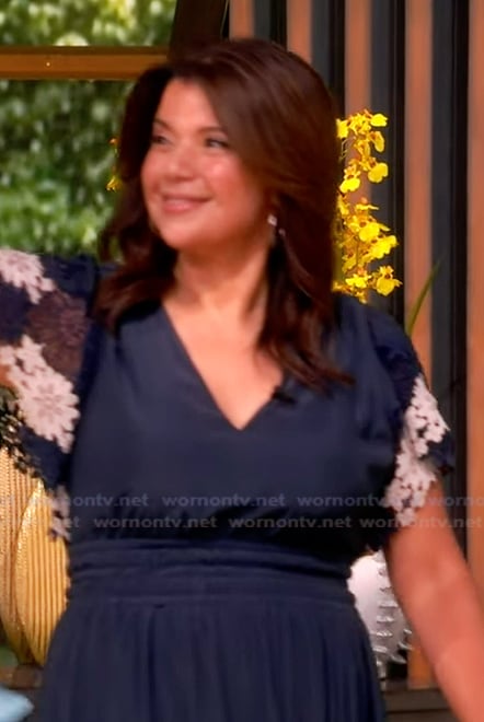 Ana’s blue floral embroidered dress on The View