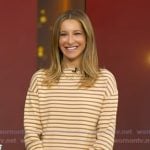 Andrea Lavinthal’s beige striped top and skirt on Good Morning America