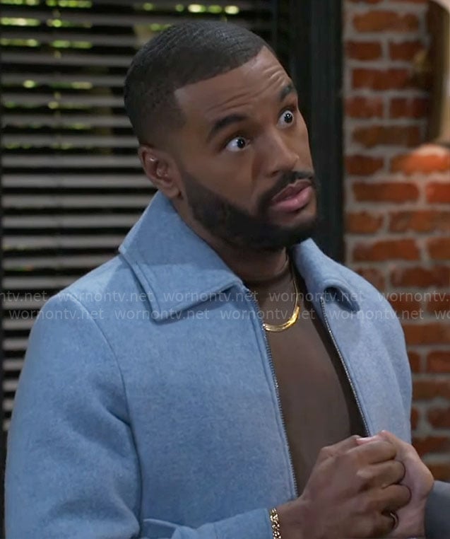 Andre’s blue jacket on Beyond the Gates