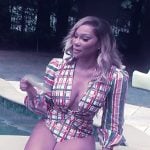 Angela’s plaid plunging swimsuit on The Real Housewives of Atlanta
