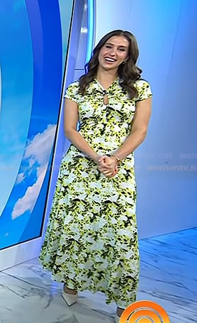 Angie Lassman's yellow printed keyhole dress on Today
