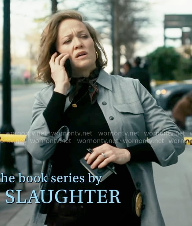 Angie's grey button down shirt on Will Trent