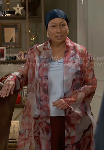 Anita's sheer printed robe on Beyond the Gates
