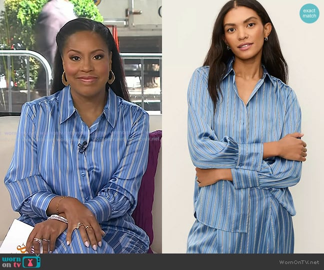 Sheinelle’s blue striped shirt on Today