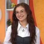 Anna Cathcart’s grey plaid strapless top and pants on Today