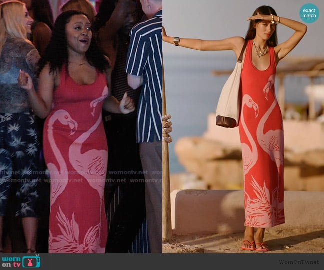 Anthropologie Celandine Flamingo Knit Midi Dress worn by Janine Teagues (Quinta Brunson) on Abbott Elementary