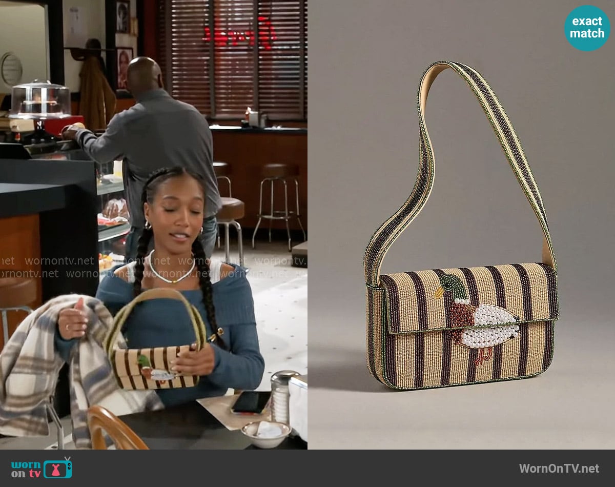 Anthropologie The Fiona Beaded Bag worn by Samantha Richardson (Najah Jackson) on Beyond the Gates