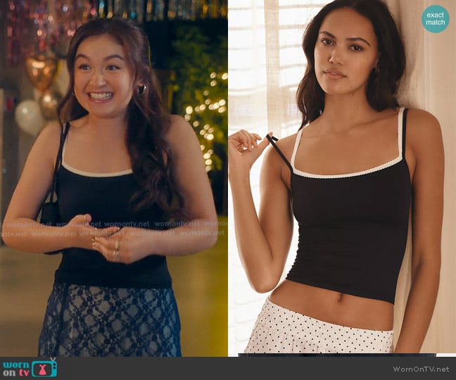 Anthropologie The Honey Seamless Ribbed Two-Strap Tank worn by Katherine Song-Covey (Anna Cathcart) on XO Kitty