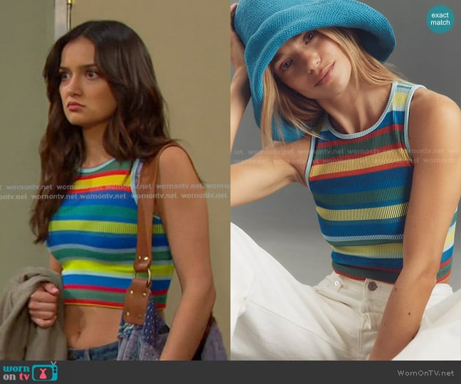 Anthropologie The Reegan Crew-Neck Crop Racerback Seamless Tank Top worn by Arianna Horton (Vico Escorcia) on Days of our Lives