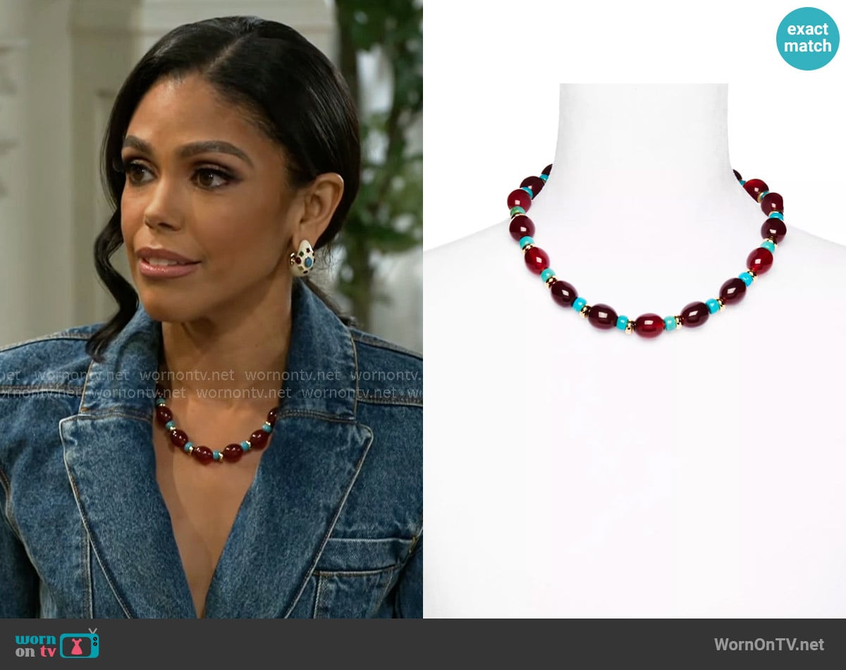 Aqua Beaded Necklace worn by Dani Dupree (Karla Mosley) on Beyond the Gates