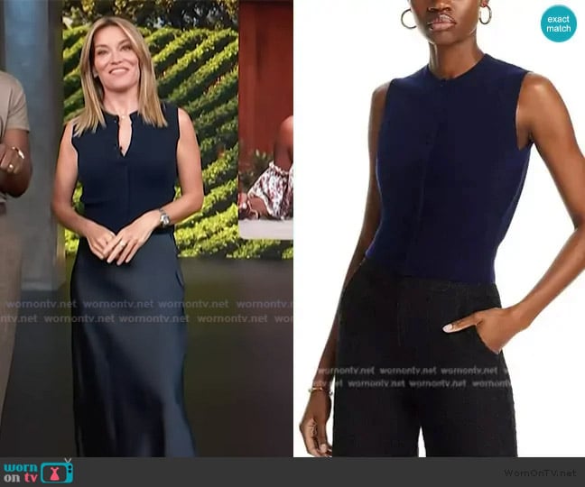 Aqua Cashmere x Liat Baruch Cashmere Crewneck Sleeveless Cropped Sweater worn by Kit Hoover on Access Hollywood