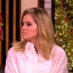 Sara’s white elbow-sleeve ruffle top on The View