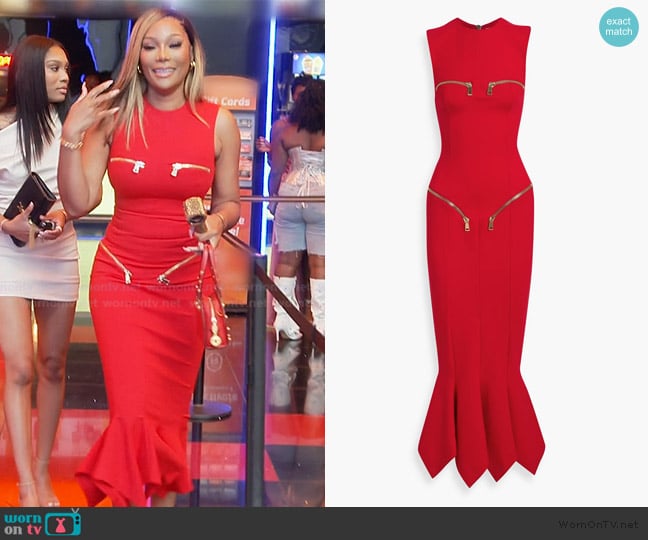 Area Zip-detailed cady maxi dress worn by Angela Oakley on The Real Housewives of Atlanta