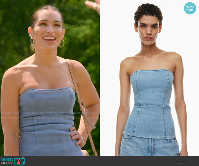 Aritzia Denim Forum The 90s Denim Tube Top worn by Ashley Iaconetti on The Real Housewives of Rhode Island