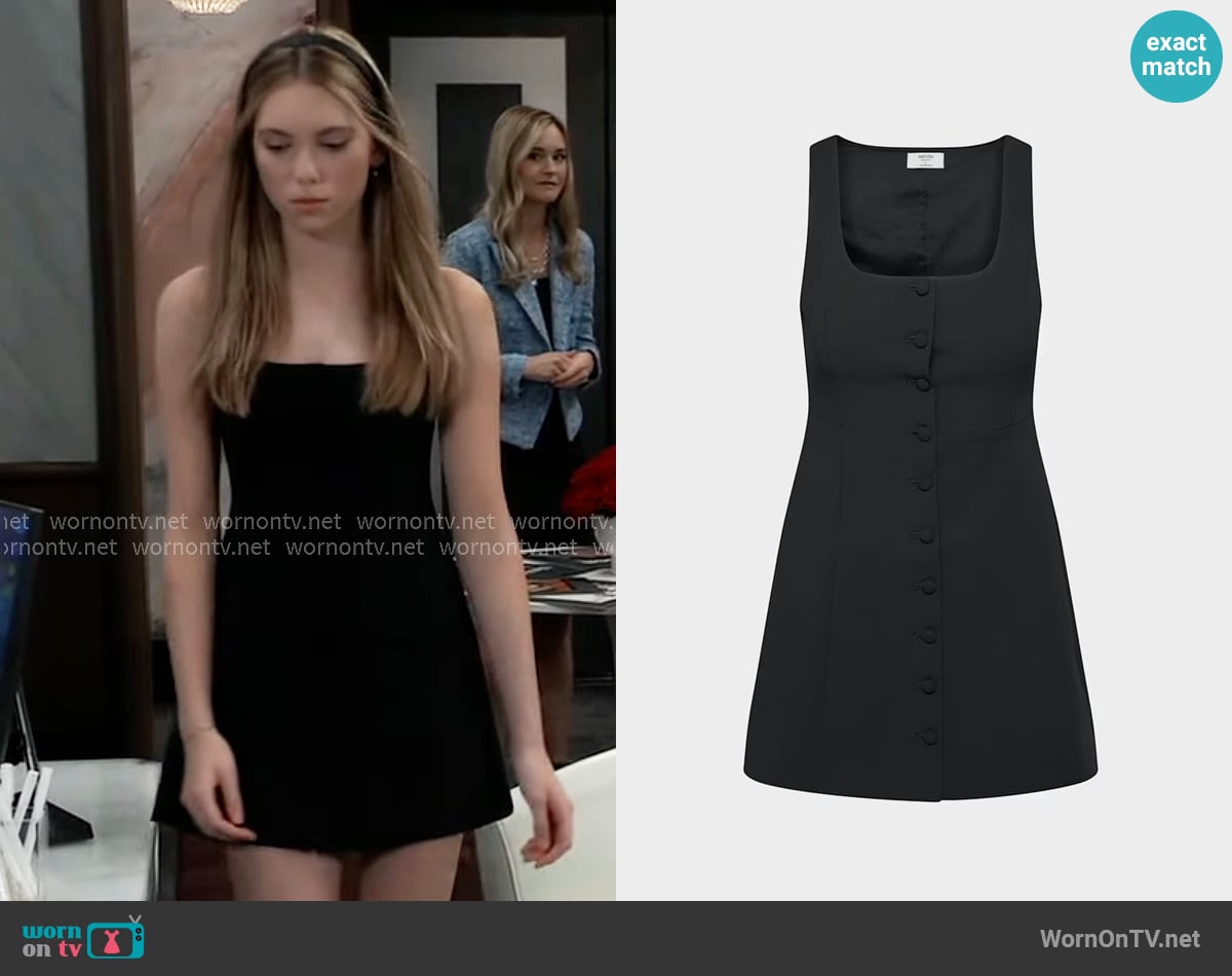 Charlotte’s black button-front mini dress on General Hospital