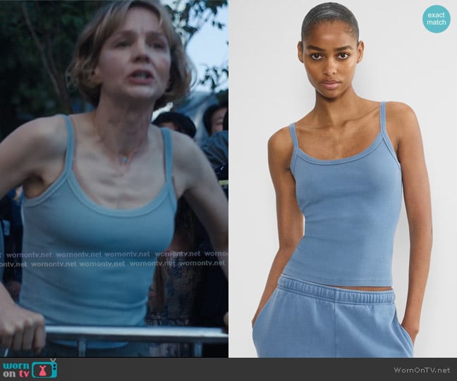 Aritzia HomeStretch™ Rib Scoopneck Cami Tank in Light Blue worn by Lindsay Crane-Martín (Carey Mulligan) on Beef