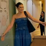 Ashley’s denim ruffle dress on The Real Housewives of Rhode Island