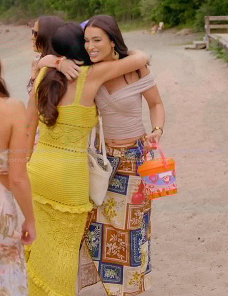 Ashley’s floral print wrap skirt on The Real Housewives of Rhode Island