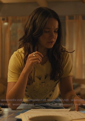 Ashley's yellow print tee on Beef