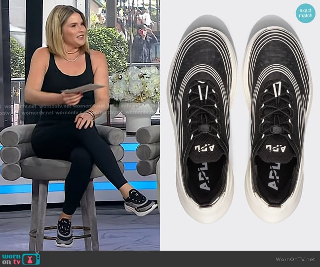 Athletic Propulsion Labs APL Veil Sneakers in black ivory worn by Jenna Bush Hager on Today