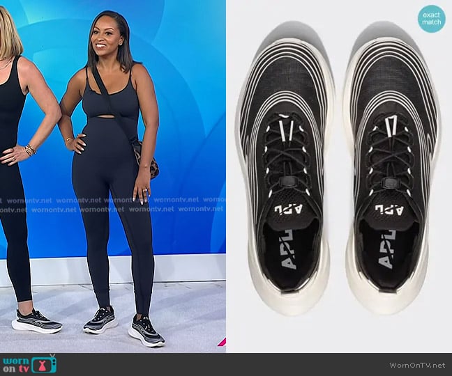 Athletic Propulsion Labs APL Veil Sneakers in black ivory worn by Talia Parkinson-Jones on Today