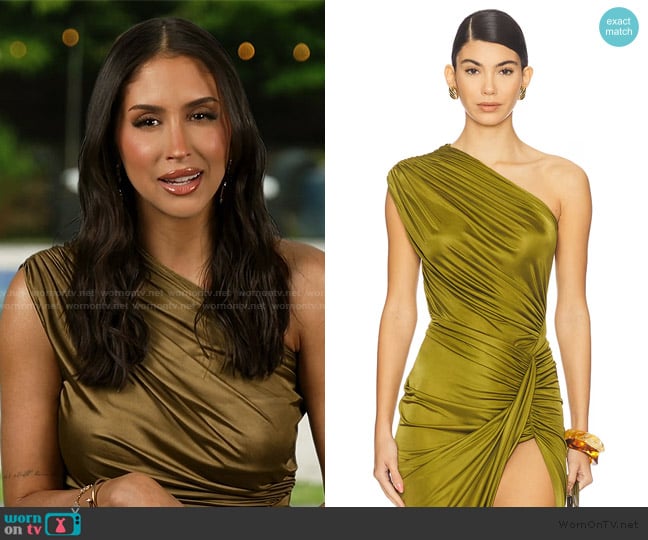 Atlein Asymmetric Draped Bodysuit worn by Dara Levitan on Summer House