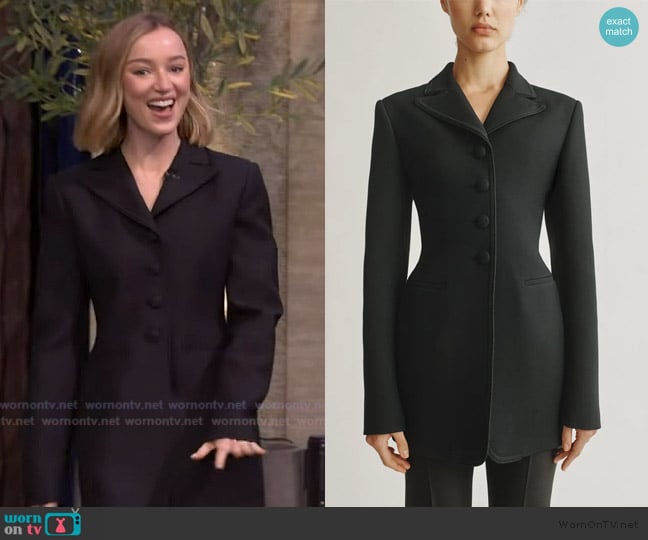 Attersee The Marlene Jacket in Structured Wool-Silk worn by Phoebe Dynevor on Live with Kelly and Mark