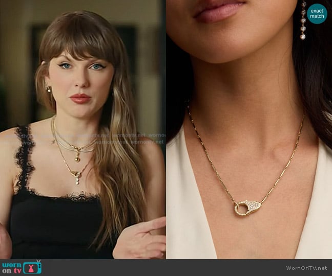 Audry Rose Pave Diamond Lock Necklace worn by Taylor Swift on Today