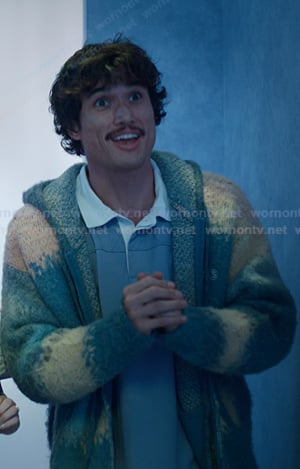 Austin's printe knit zip hoodie on Beef