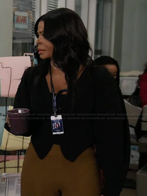 Ava's black ribbed top on Abbott Elementary