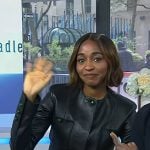 Ayo Edebiri’s black leather jacket and pants on Today