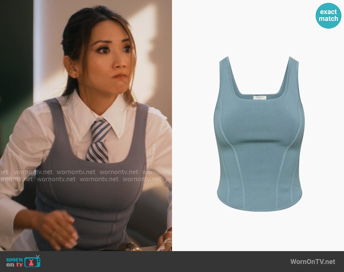 Babaton at Aritzia Sculpt Knit Bustier Waist Tank worn by Ali Lee (Brenda Song) on Running Point