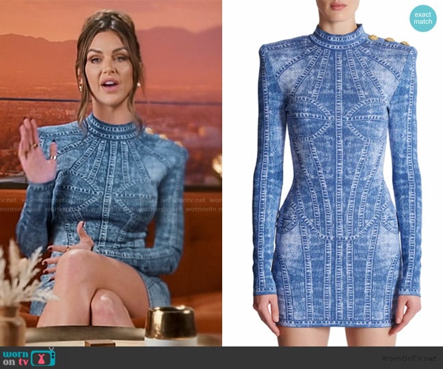 Balmain Short Jacquard Knit Dress With Denim Effect worn by Lala Kent on The Valley