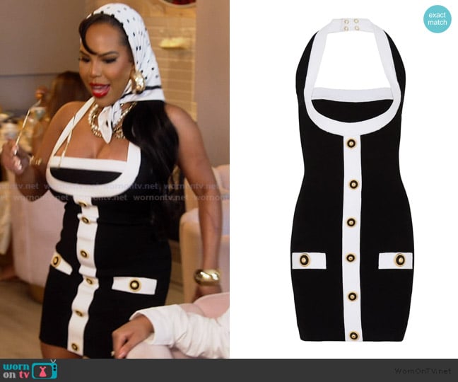 Balmain Two-tone halterneck dress worn by Kelli Ferrell on The Real Housewives of Atlanta