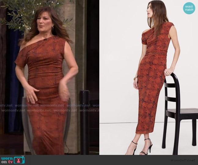 Banana Republic Mesh Off-Shoulder Maxi Dress worn by Ana Gasteyer on Live with Kelly and Mark