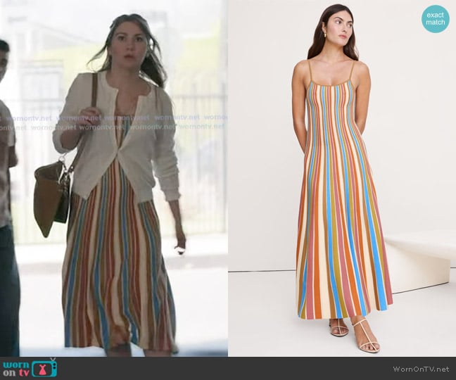 Banana Republic Sculpted Stripe Maxi Dress worn by Kameron (Chelsea Kane) on 9-1-1