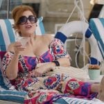 Barbara’s printed off shoulder dress on Abbott Elementary