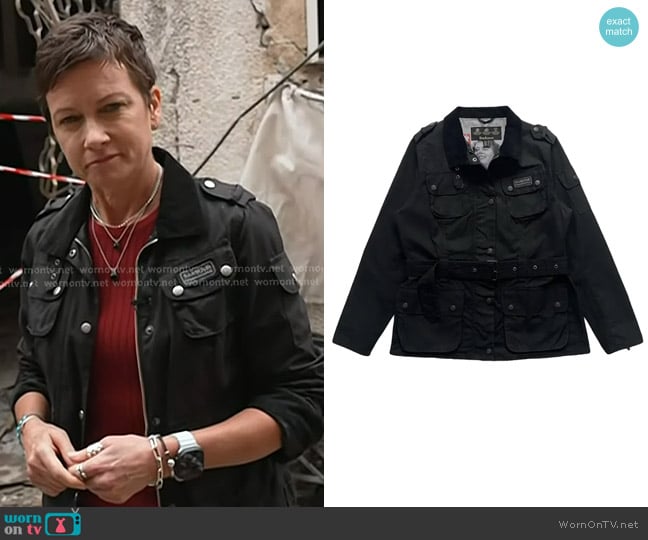 Barbour June International Waxed Moto Jacket worn by Stephanie Gosk on Today