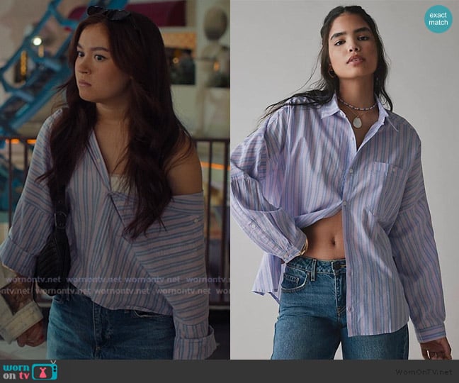 BDG Alex Breezy Cotton Oversized Button-Down Shirt worn by Katherine Song-Covey (Anna Cathcart) on XO Kitty
